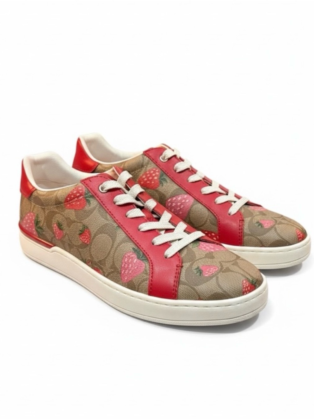 Coach Low Top Sneaker Signature Canvas Wild Strawberry Size 10b